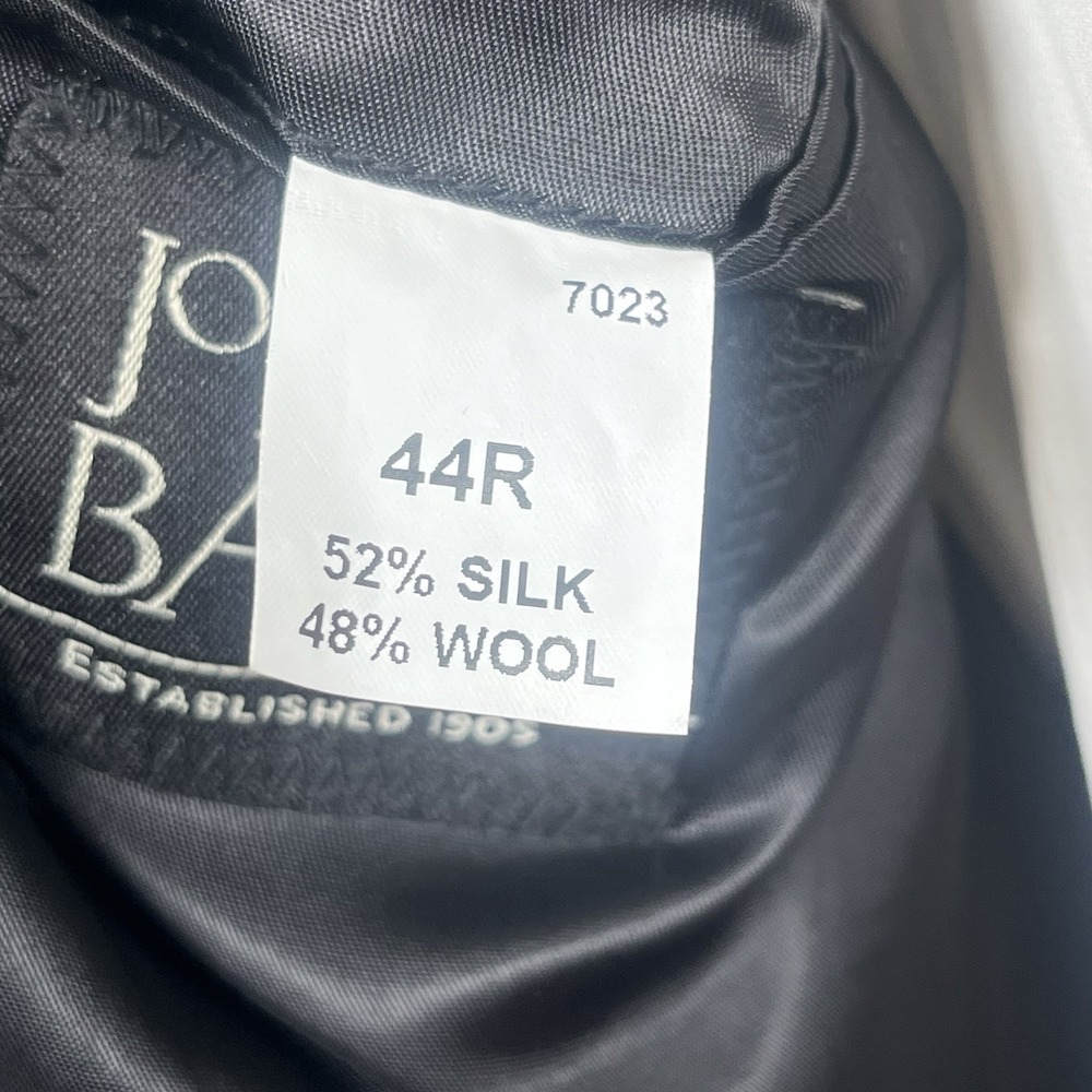 Jos A Bank Men's 44R‎ Blazer Sport Coat Black Gray Houndstooth Check Silk Wool - Picture 4 of 13